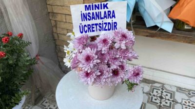 Eskişehir’de bir esnaf, temizlenirken kısalan ve aranjman için saklanan çiçekleri