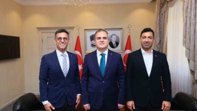 Muğla Valisi İdris Akbıyık’ı ziyaret eden TÜRSAB Başkanı Enver Kantarmış