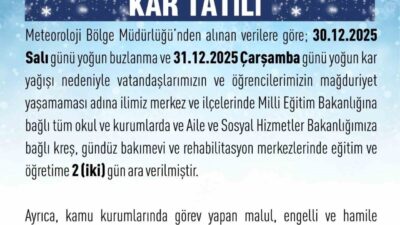 Elazığ’da yoğun buzlanma ve kar yağışı nedeniyle il genelinde eğitime