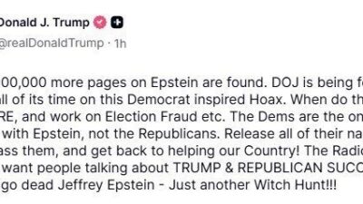 ABD Başkanı Donald Trump, ABD Adalet Bakanlığı’nın tüm zamanını “Epstein”