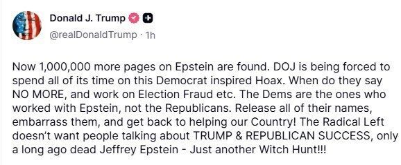 ABD Başkanı Donald Trump, ABD Adalet Bakanlığı’nın tüm zamanını “Epstein”