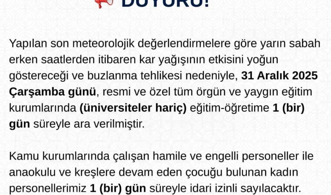Tunceli’de yoğun kar yağışı ve buzlanma nedeniyle eğitim-öğretime 1 gün