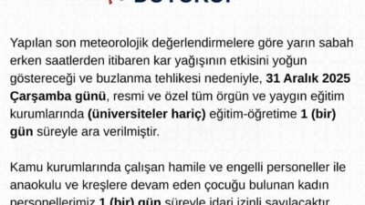 Tunceli’de yoğun kar yağışı ve buzlanma nedeniyle eğitim-öğretime 1 gün
