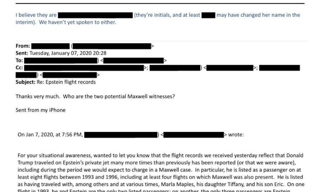 ABD Adalet Bakanlığı’nca yeni yayımlanan Epstein belgelerinde yer alan e-postaya