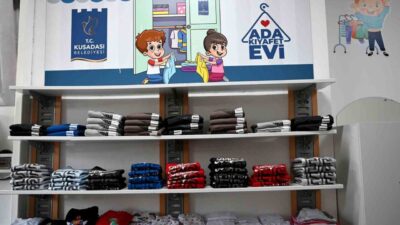 İhtiyaç sahibi ailelerin çocuklarına ücretsiz yeni giysiler sağlayan Kuşadası Belediyesi
