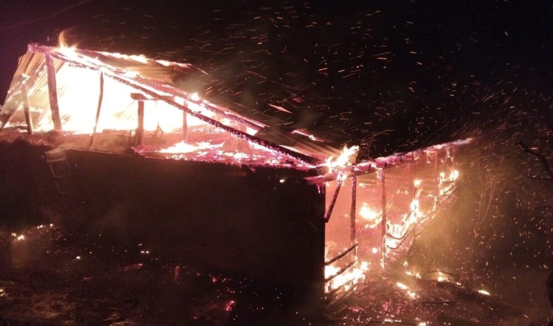 Adana’nın Feke ilçesinde bir ev ve ahır, çıkan yangında küle