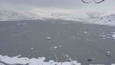 Adıyaman’ın Çelikhan ilçesinde yüzen adaların yer aldığı Çat Barajı’nın yüzeyi