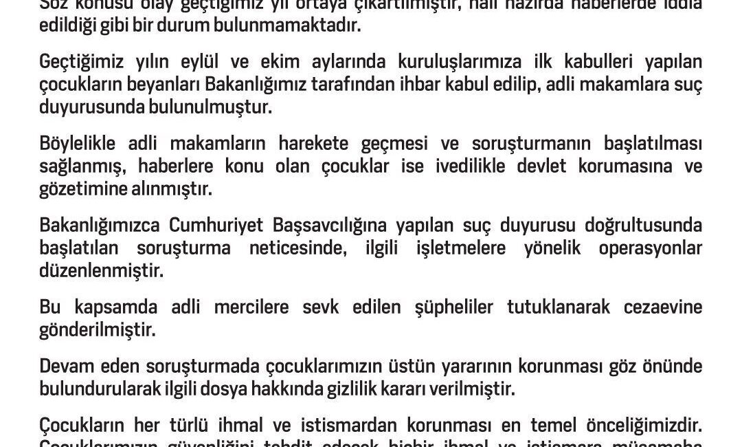 Aile ve Sosyal Hizmetler Bakanlığı, Ankara’da kız çocuklarının gece kulüplerinde