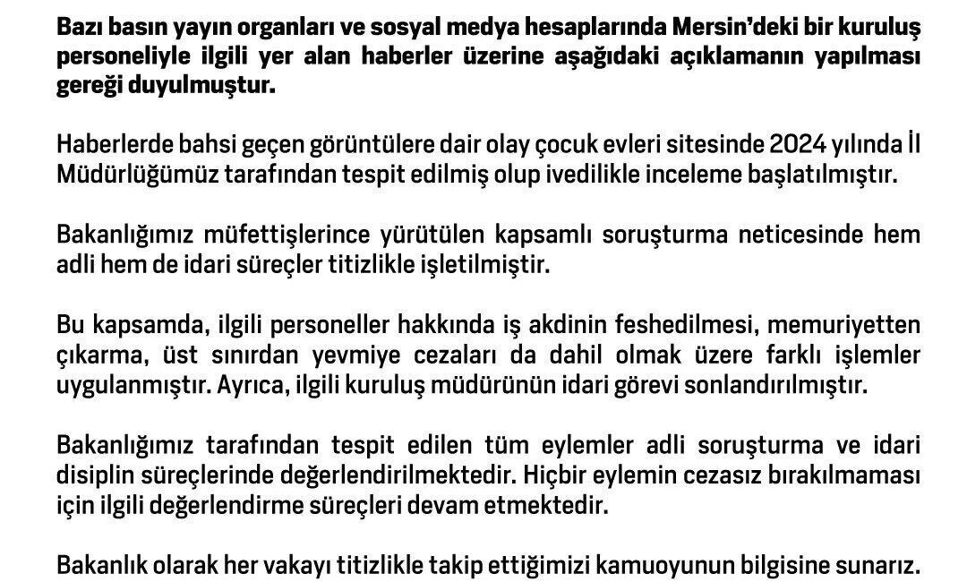 Aile ve Sosyal Hizmetler Bakanlığı, Mersin’de çocuk evleri sitesinde bir