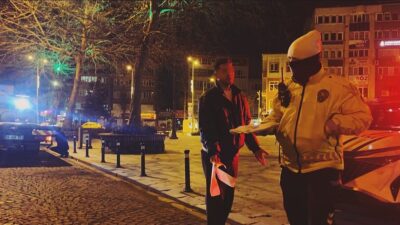 Tekirdağ Çorlu’da trafik polisinin alkollü sürücülere yönelik yaptığı çevirmede durdurulan