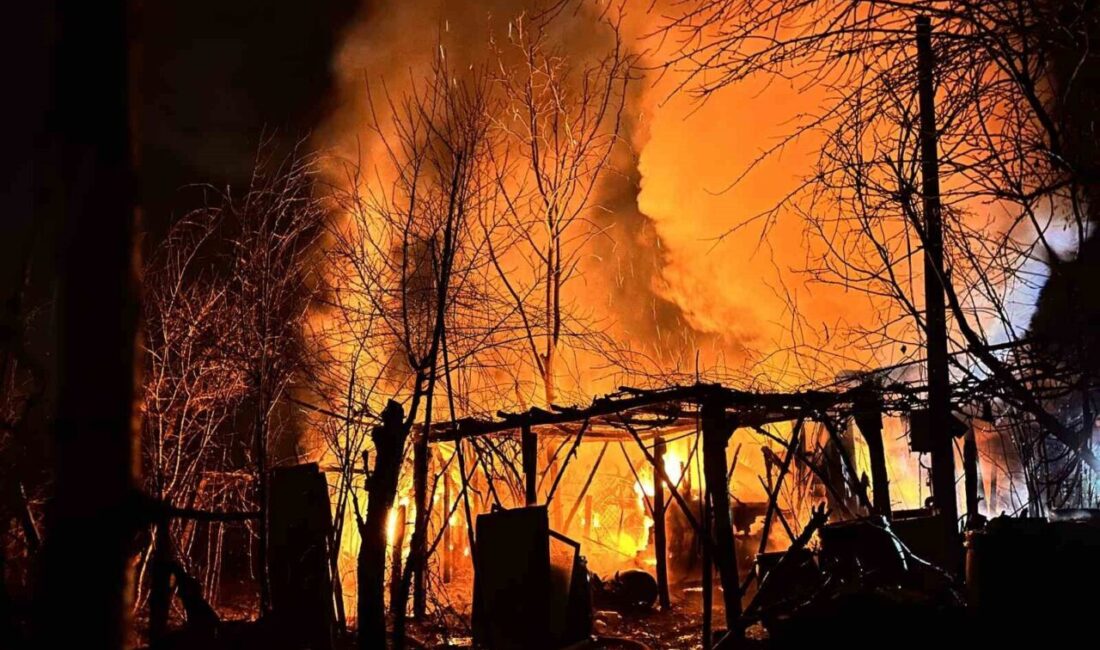 Düzce’de bir evin ardiye kısmında çıkan yangın 2 katlı eve