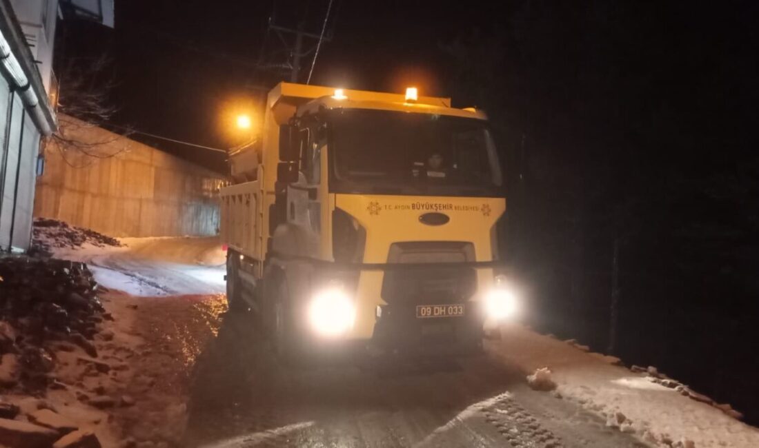 Aydın’ın yüksek kesimlerinde etkili olan kar yağışı sonrası Aydın Büyükşehir