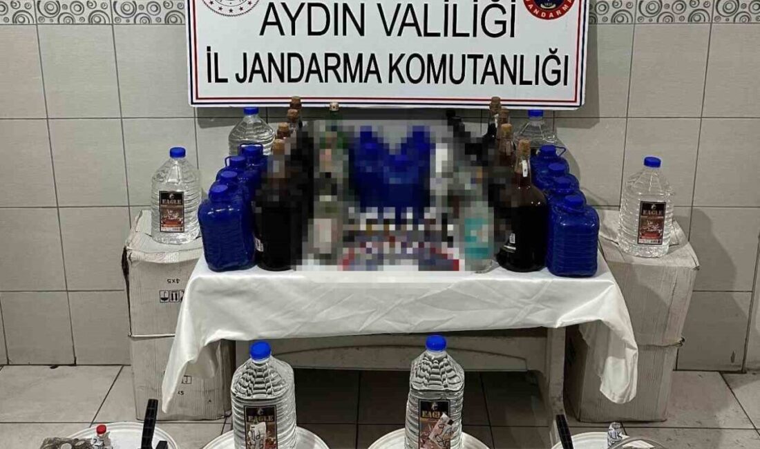 Aydın’ın Bozdoğan ilçesinde kaçak ve sahte alkol imalatına yönelik jandarma