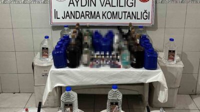 Aydın’ın Bozdoğan ilçesinde kaçak ve sahte alkol imalatına yönelik jandarma