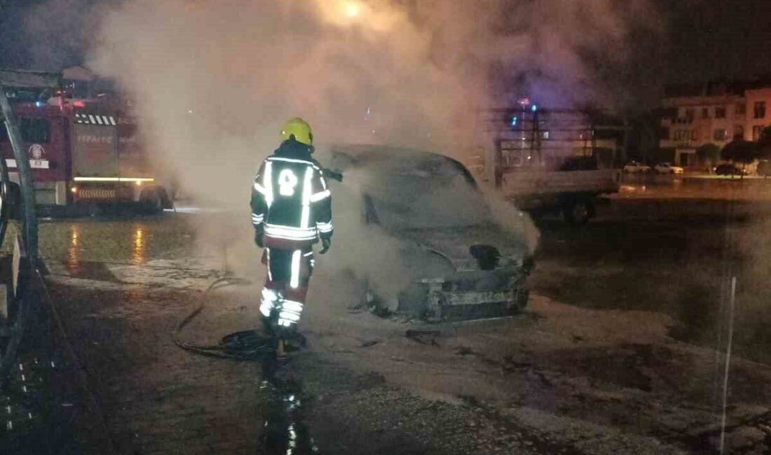 Balıkesir’in Karesi ilçesinde sabaha karşı park halindeki hafif ticari araç