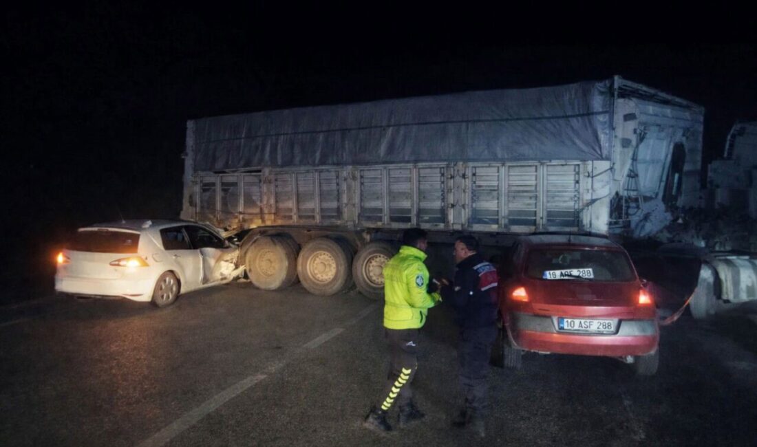 Balıkesir’in Bandırma ilçesinde sisli ve ıslak yolda tır dorsesine iki