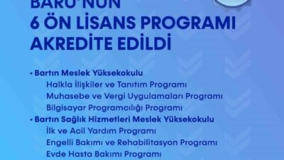 Bartın Üniversitesinin (BARÜ) 6 ön lisans programı Mesleki Eğitim Değerlendirme