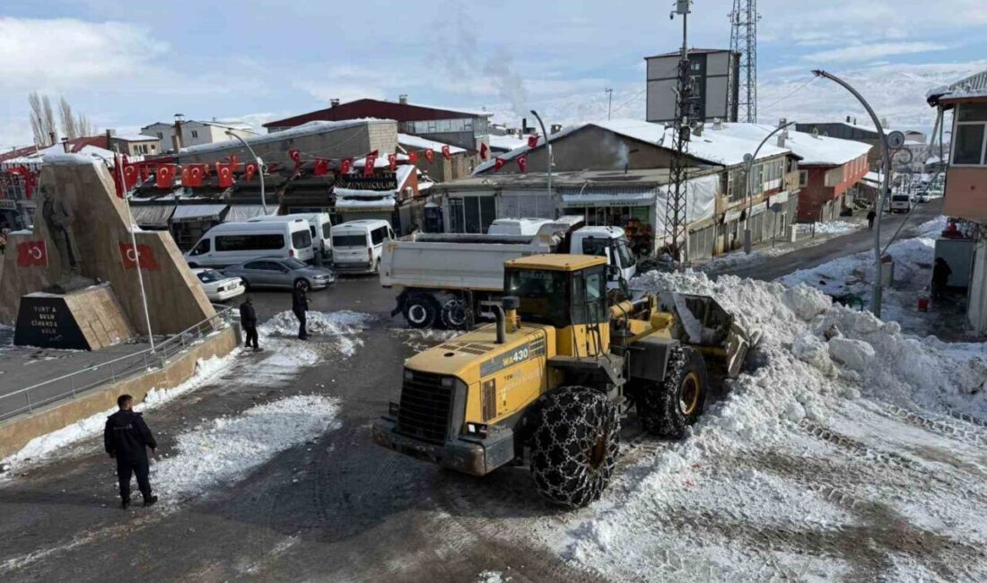 Van’ın Başkale ilçesinde kar yağışının etkisini kaybetmesinin ardından temizlik çalışması