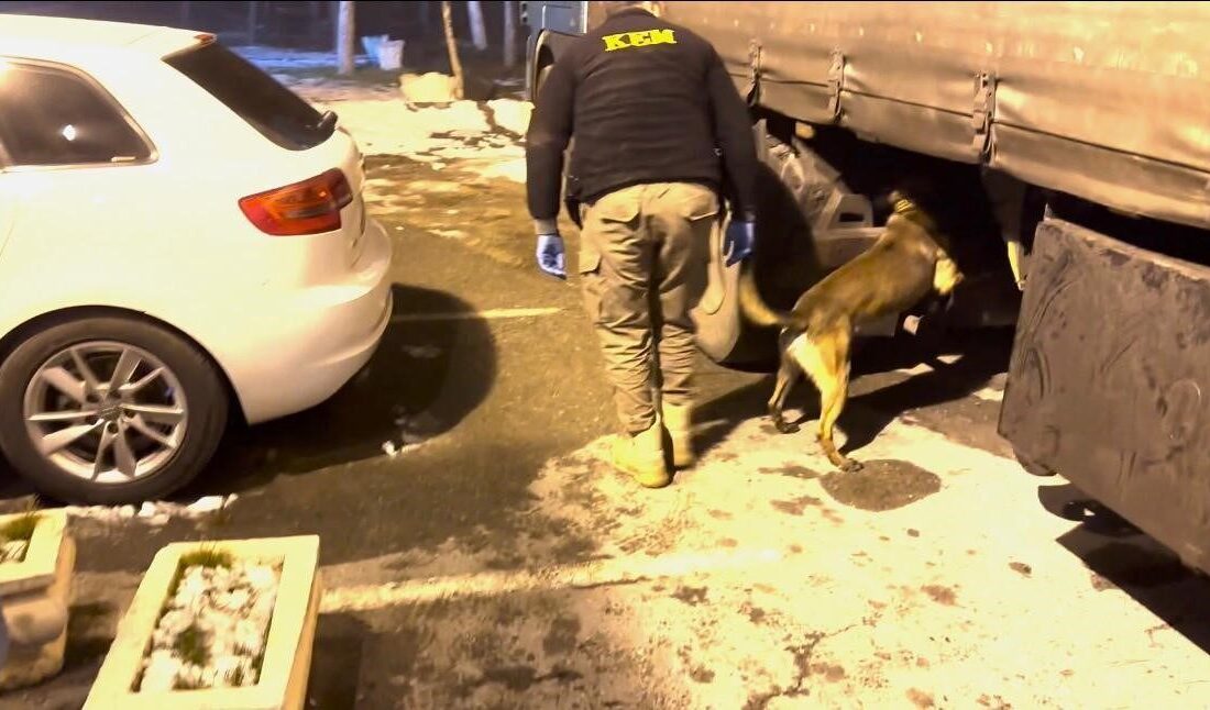 Batman’da polis ekiplerince düzenlenen narkotik operasyonunda, dedektör köpek desteğiyle yapılan