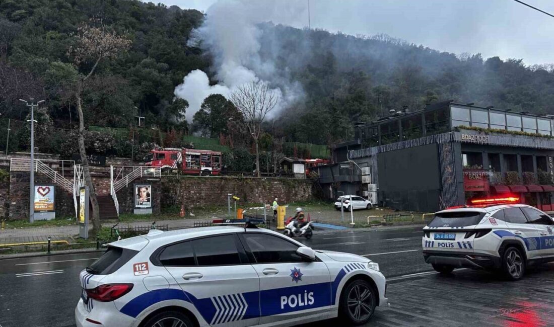 Beşiktaş Kuruçeşme’de bulunan bir restorantın müştemilatında çıkan yangın ormanlık alana