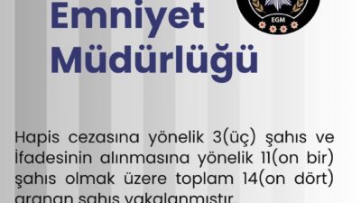 Bingöl’de bir hafta içerisinde aranan 14 şüpheli yakalandı. Bingöl Emniyet