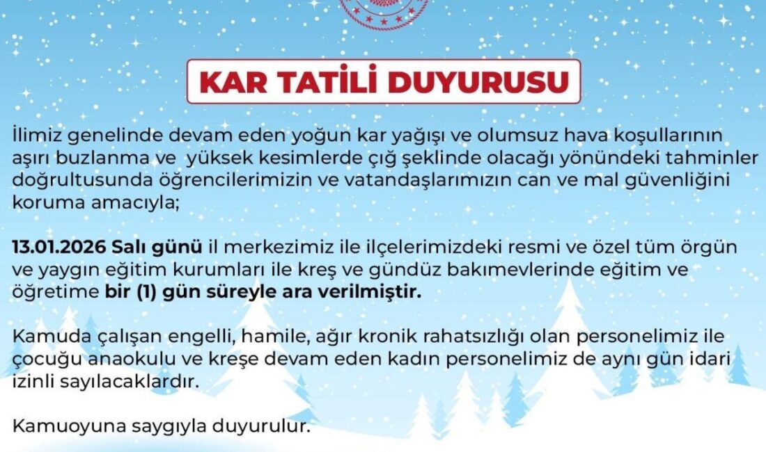Bingöl’de etkisini sürdüren yoğun kar yağışı nedeniyle il genelinde eğitime
