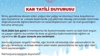 Bingöl’de etkisini sürdüren yoğun kar yağışı nedeniyle il genelinde eğitime