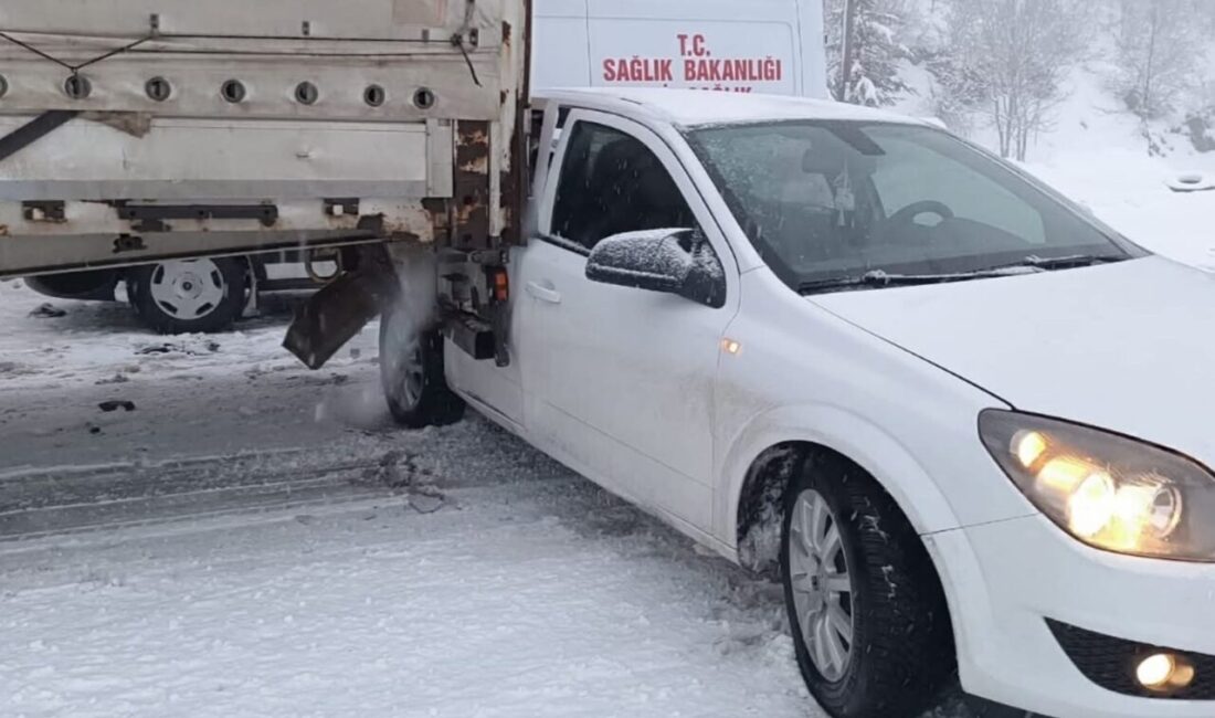 Bingöl’de kar ve buzlanmadan dolayı otomobilin tıra çarpması sonucu meydana