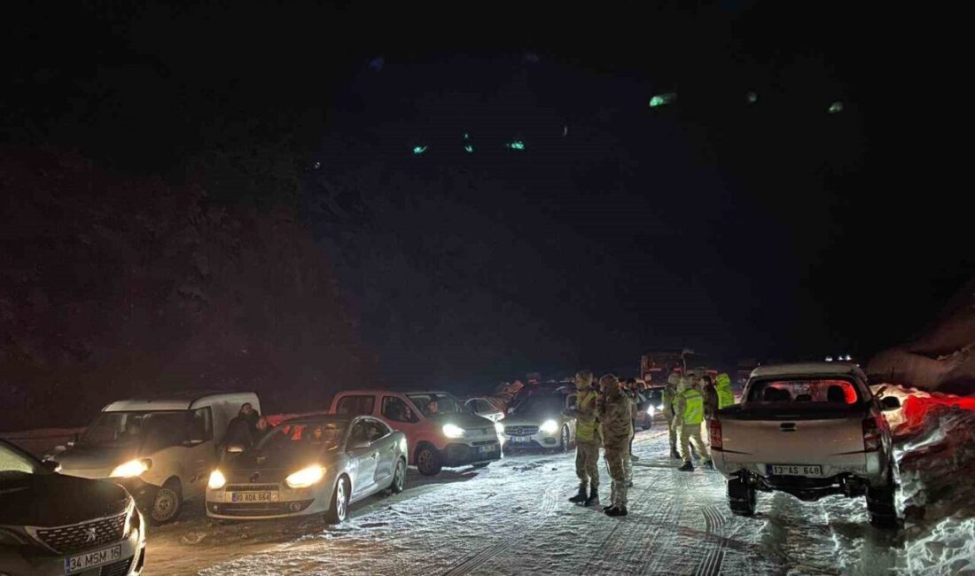 Bitlis’te etkili olan yoğun kar yağışı nedeniyle Bitlis-Baykan karayolunda bir