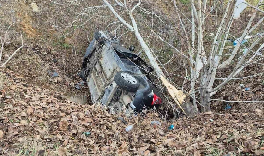 Burdur’un Çavdır ilçesinde sürücüsünün direksiyon hakimiyetini kaybetmesi sonucu şarampole devrilen