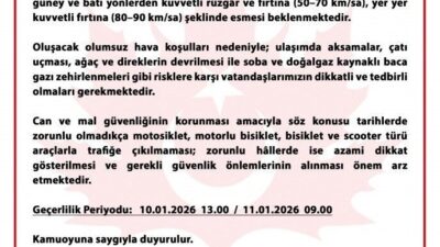 Bursa Valiliği, kent genelinde etkisini sürdüren şiddetli lodos ve fırtına