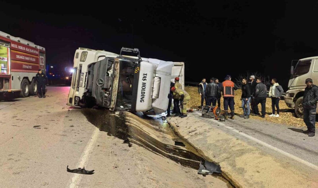 Bursa’nın İnegöl ilçesinde talaş yüklü tır devrildi. Dorsenin altında kalarak