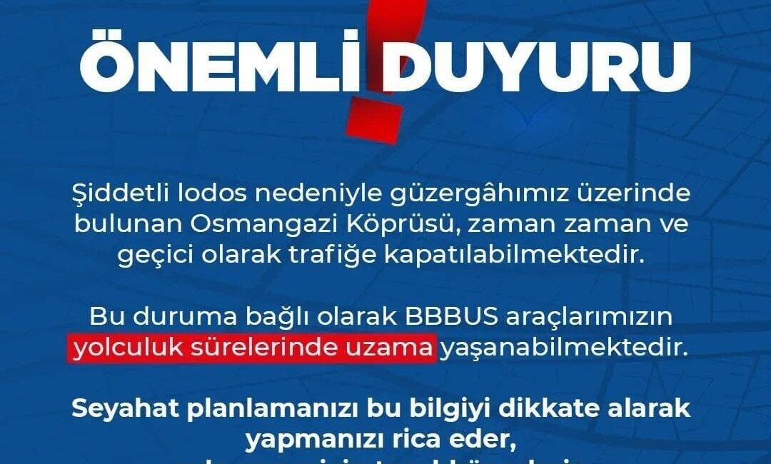 Bursa Büyükşehir Belediyesi Burulaş Firması, olumsuz hava şartları sebebiyle Sabiha