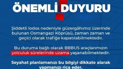 Bursa Büyükşehir Belediyesi Burulaş Firması, olumsuz hava şartları sebebiyle Sabiha