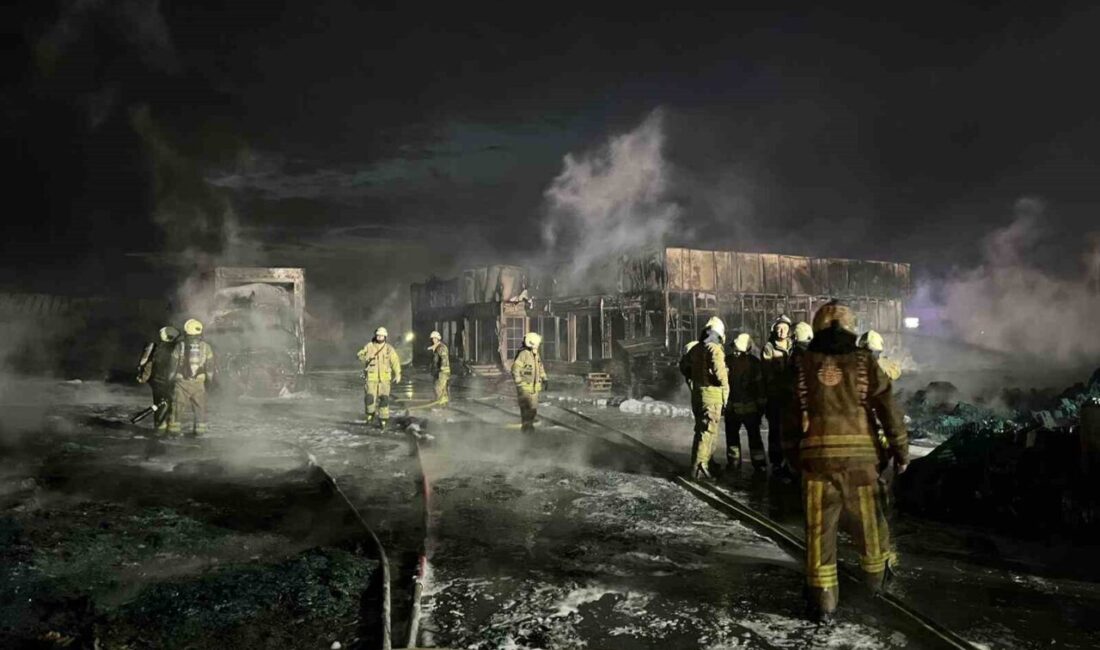 İstanbul Büyükçekmece’de bir şirketin deposuna ait alanda palet ve plastik