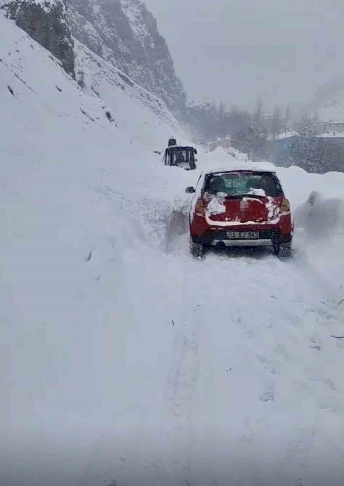 Van’ın Çatak ilçesinde mahalle yoluna çığ düşerken, o esnada yolda