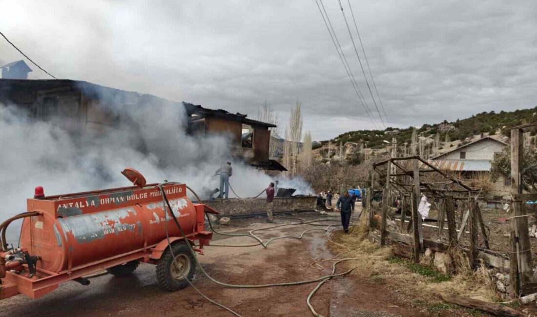 Antalya’nın Gündoğmuş ilçesinde bir evde çıkan yangında 3 büyükbaş hayvan