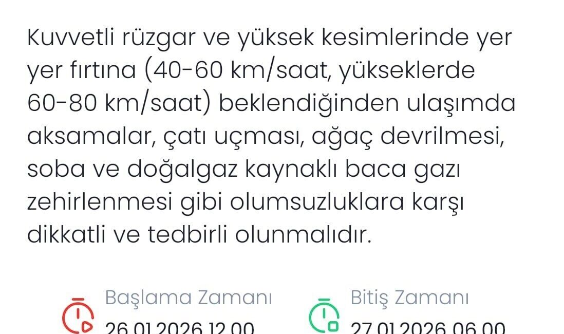 Meteoroloji Genel Müdürlüğü Denizli için kuvvetli rüzgar ve yüksek kesimlerde