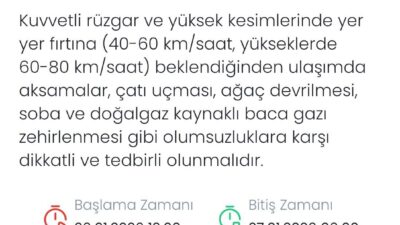 Meteoroloji Genel Müdürlüğü Denizli için kuvvetli rüzgar ve yüksek kesimlerde