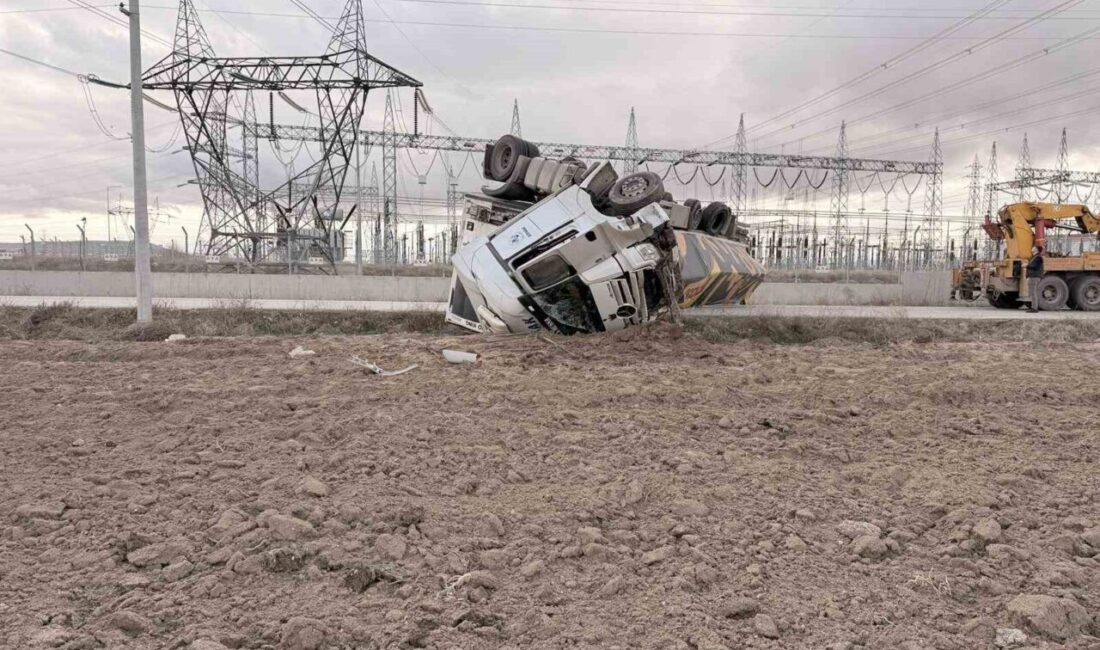 Afyonkarahisar’da yaklaşık 25 ton mandalina yüklü tırın kontrolden çıkarak devrilmesi