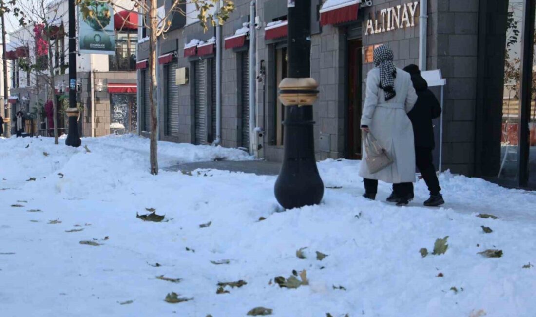 Diyarbakır’ın merkez Sur ilçesinde esnaf, kar yağışı sonrası bölgede yolların
