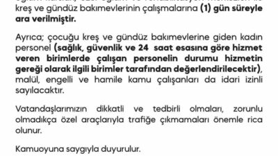 Diyarbakır’da yoğun kar yağışı nedeni ile kreş, gündüz bakımevleri, özel