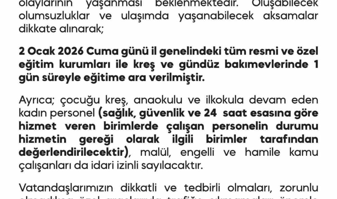 Diyarbakır’da yoğun kar nedeni ile eğitime bir gün ara verildi.