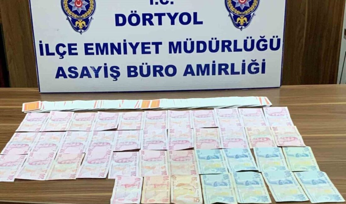 Hatay’ın Dörtyol ilçesinde bir iş yerinde yapılan denetimde kumar oynarken