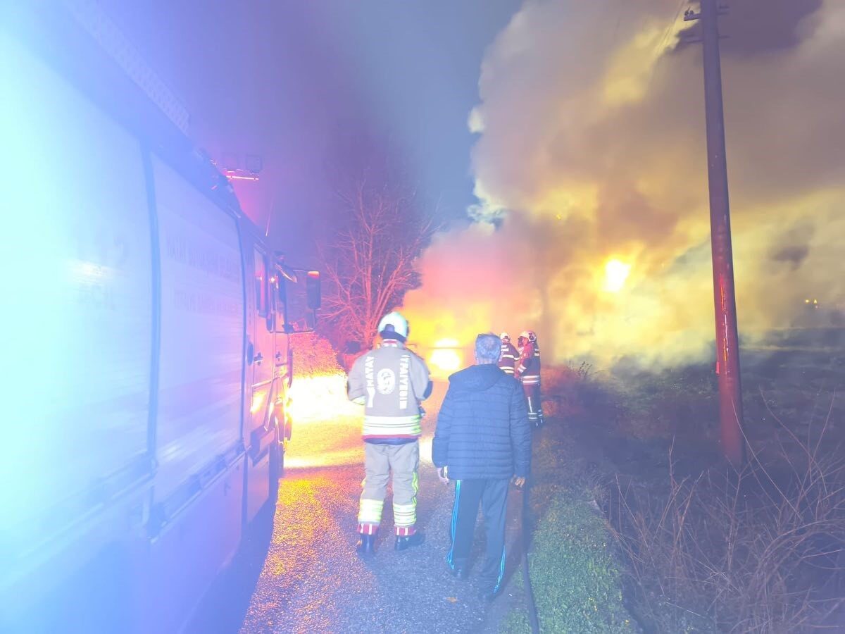 Hatay’da seyir halindeyken alevlere teslim otomobil yanarak kullanılmaz hale geldi.