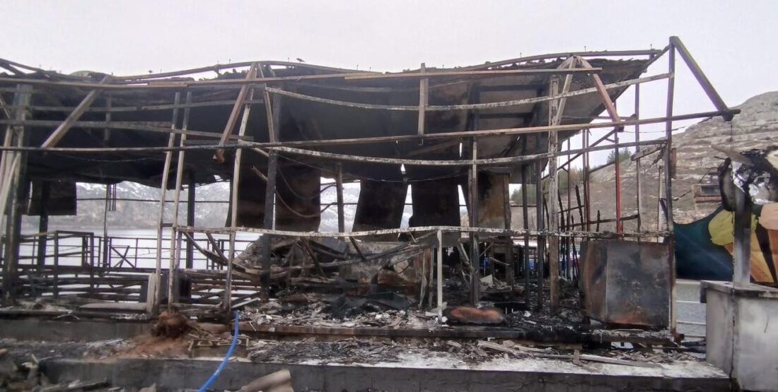 Şanlıurfa’nın Halfeti ilçesinde daha önce yangın çıkan Fırat Nehrinin üzerindeki