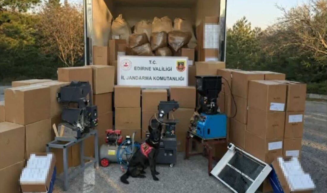 Edirne İl Jandarma Komutanlığı ekiplerince düzenlenen operasyonda, kaçak tütün ve