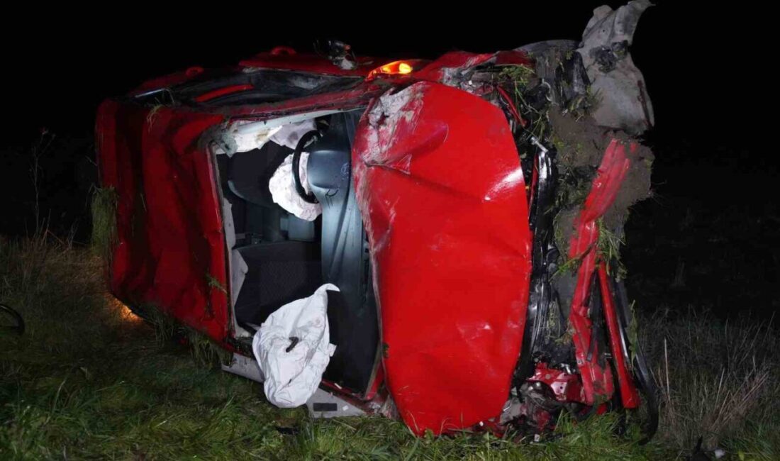 Edirne-Havsa yolunda kontrolden çıkan otomobilin taklalar attığı kazada 1’i ağır