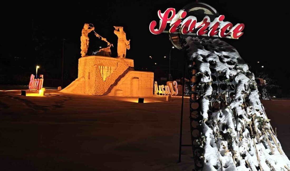 Elazığ’ın simgeleri arasında yer alan Çaydaçıra Kavşağı, kar yağışının ardından