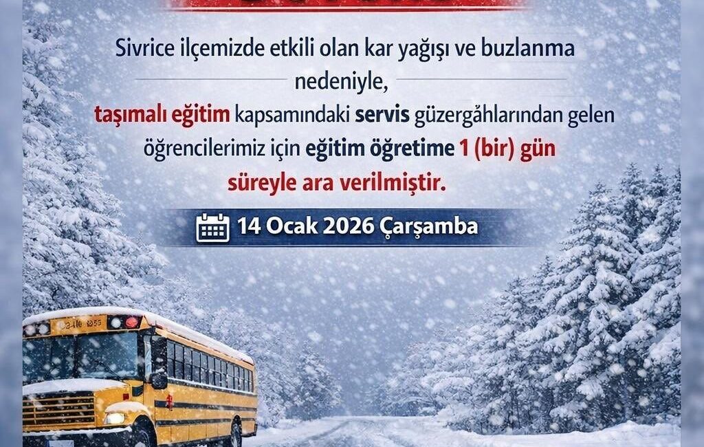 Elazığ’ın iki ilçesinde olumsuz hava şartlarından dolayı taşımalı eğitime ara